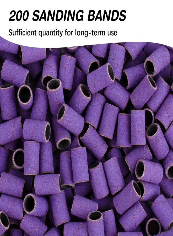 Rolybag Sanding Bands for Nail Drill 240 Grit Extreme Fine Nail Sanding Bands 200Pcs Purple Professional Sanding Bands and 2Pcs Nail Drill Bits for Manicures and Pedicure - Image 3